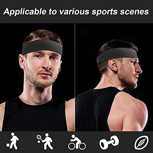 flintronic Deportes Diadema, 2 Piezas Elástica Cinta De Pelo Deportiva, Sudor Absorbente de Humedad Banda,Banda de Pelo, Cinta para Pelo, Cinta Sudor Cabeza para Correr, Ciclismo, Yoga, Negro