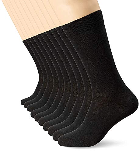 FM London, Calcetines para hombre, negro (paquete de 10), 39/45