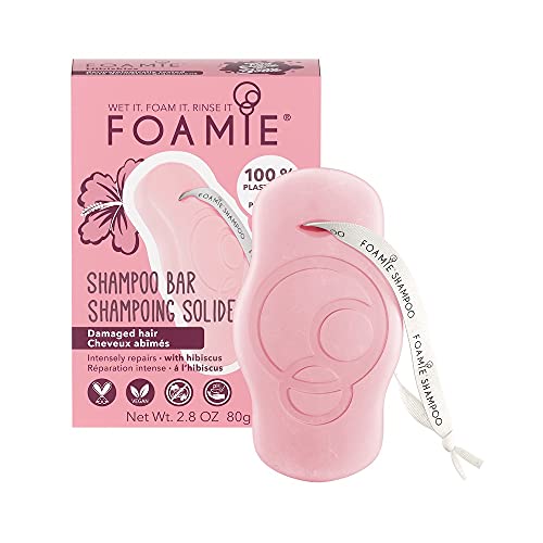 Foamie Champú Sólido Foamie Con Aceite De Hibiscus Para Pelo Seco Y Dañado 100% Champu Vegano Y Sin Plástico Que Fortalece Y Nutre El Pelo Dañado, 80 g