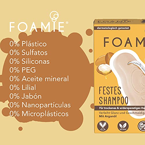 Foamie Champú Sólido Para Pelo Rizado Con Aceite De Argan Y Vitamina E Que Nutre Y Repara El Pelo 100% Champu Vegano Y Sin Plástico Anti Frizz, 80 Gramo