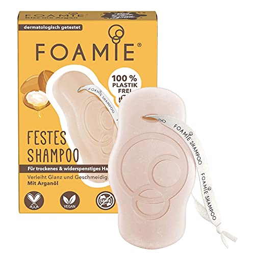 Foamie Champú Sólido Para Pelo Rizado Con Aceite De Argan Y Vitamina E Que Nutre Y Repara El Pelo 100% Champu Vegano Y Sin Plástico Anti Frizz, 80 Gramo