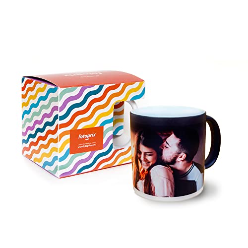 Fotoprix Taza Personalizada con Foto y Texto | Regalo original | Taza mágica de cerámica que muestra la imagen al calentarse