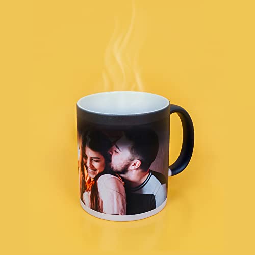 Fotoprix Taza Personalizada con Foto y Texto | Regalo original | Taza mágica de cerámica que muestra la imagen al calentarse