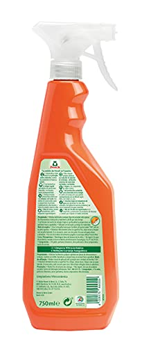 Frosch - Limpiador Ecológico para Vitrocerámica y Placas de Inducción, Acción Protectora, Desengrasante y Brillante, Fragancia a Naranja Roja, Formato Spray - 10 Unidades x 750 ml