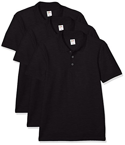 Fruit of the Loom 65/35 Camisa de Polo, Negro (, XXL (Pack de 3) para Hombre