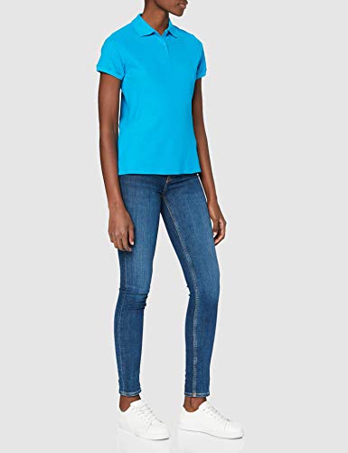 Fruit of the Loom Ss078m - Polo Mujer, Azul (Azure Blue), Medium