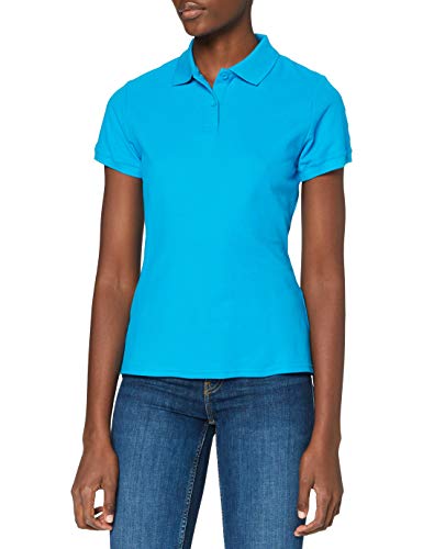 Fruit of the Loom Ss078m - Polo Mujer, Azul (Azure Blue), Medium