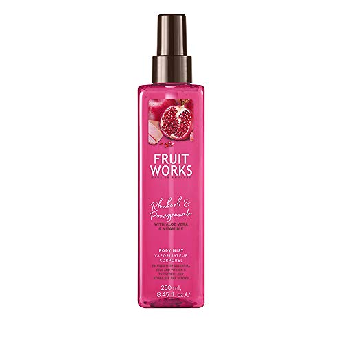 Fruit Works Rhubarb & Pomegranate Cruelty Free & Vegan Body Mist With Natural Extracts 1x 250ml