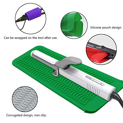 Funda de silicona resistente al calor para plancha plana, varita rizadora, onda caliente, aparatos de herramientas de salón, alfombrilla de calor portátil, funda de almohadilla para rizar