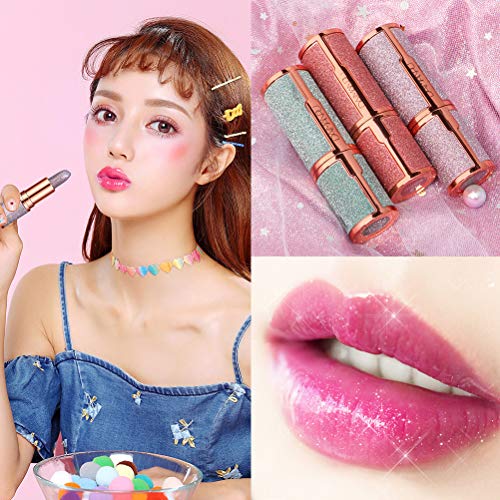 FUNMIX Sparkle Lipstick, Glitter Star Lápiz Labial Hidratante nutritivo Lápiz Labial Brillante Maquillaje Impermeable de Larga duración Cosmético para Fiestas Maquillaje de Vacaciones