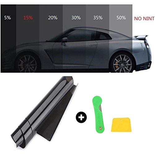 FuTaiKang Ventana Película Sun Tint Film Auto Glass Explosión a Prueba de Pantalla Solar Aislamiento Ventana Película Techo 3m x 50cm Negro (1%)