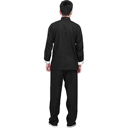 G-like Kung Fu - Traje de artes marciales chinas tradicionales, Tai Chi, Qigong, Wing, Chun, Shaolin, Wushu, manga larga, entrenamiento, ocio, ropa, uniforme, chaqueta, Hombre, color Negro, tamaño S