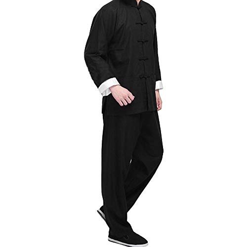 G-like Kung Fu - Traje de artes marciales chinas tradicionales, Tai Chi, Qigong, Wing, Chun, Shaolin, Wushu, manga larga, entrenamiento, ocio, ropa, uniforme, chaqueta, Hombre, color Negro, tamaño S