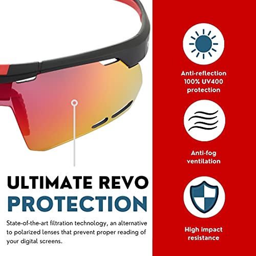 Gafas de ciclismo | Bici de Montaña | Ciclismo | Running - Hechas para la aventura - Gafas de sol de Categoría 3 | Protección Total con Tecnología UV400 REVO - Hombre y Mujer - (S-M)