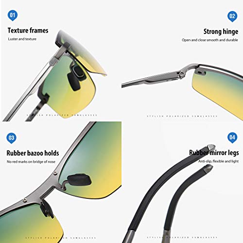 Gafas De Sol Polarizadas De Día Y De Noche Gafas De Sol para Hombre Conducción Gafas De Color De Visión Nocturna Protección UV400,B