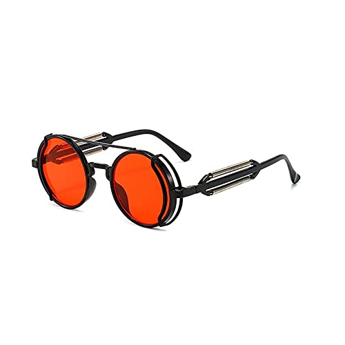 Gafas de sol Retro Steampunk para mujeres y hombres, unisex, con montura redonda de metal, lentes circulares, gafas de sol, gafas de playa al aire libre de verano