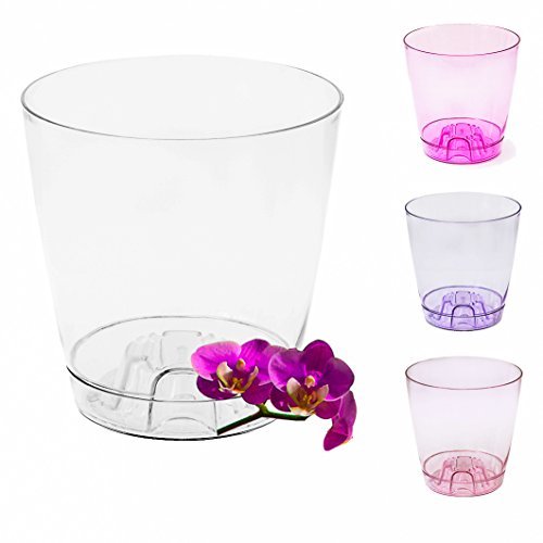 Garden4You - Maceta transparente para orquídeas, 13 cm o 17 cm de diámetro, con sistema de aireación interior, blanco, 17