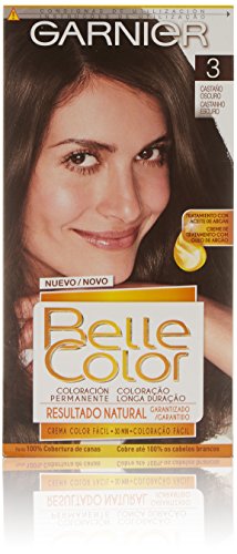 Garnier Belle Color Coloración de aspecto natural y cobertura completa de canas con aceite de jojoba y germen de trigo - Tono: Castaño Oscuro 3