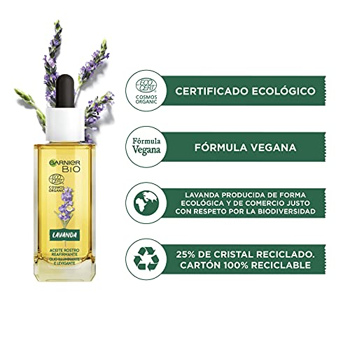 GARNIER Bio Pack Antiedad Crema Antiedad Con Aceite Esencial De Lavanda Y Vitamina E + Aceite De Rostro Reafirmante Con Lavanda, Suaviza, Reafirma Y Regenera La Piel, 50 Ml + 30 Ml, 410 Gramo