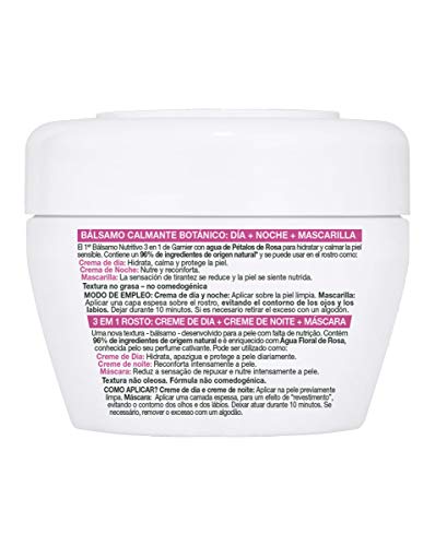 GARNIER Skin active bálsamo calmante botánico 3 en 1 con agua de rosas 150 ml