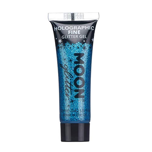 Gel Brillante Holográfico para la Cara y el Cuerpo por Moon Glitter - 12ml - Azul - Pintura Facial Brillante