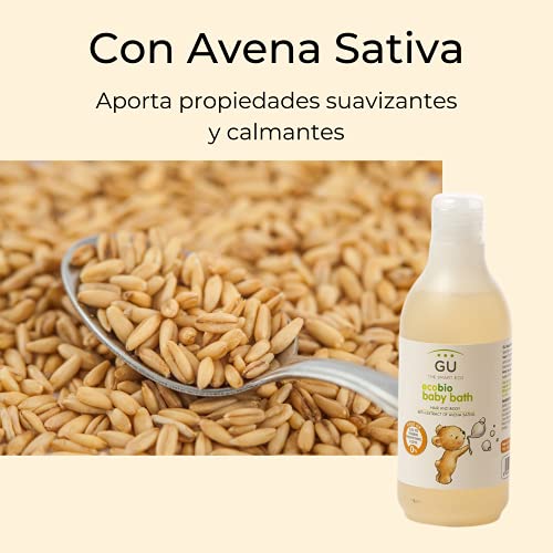 Gel de Baño Ecológico 250 ml - Con Extracto de Avena Sativa y Propiedades Suavizantes y Calmantes - Apto para todo tipo de Pieles - Gel para Bebés - Gu Planet