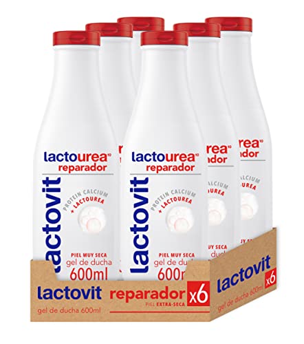 Gel de Ducha Reparador Lactourea, para Pieles Secas y Extra Secas - 6 x 600 ml (Total 3600 ml)