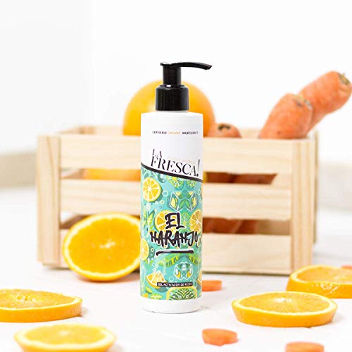 Gel de Rizos El Naranjo para el cuidado del cabello, mejora la hidratación, el brillo, el volumen y la elasticidad. Con extractos ecológicos, naturales y veganos. - 250 ml.