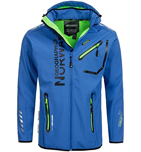 Geographical Norway Chaqueta softshell de los hombres en el exterior Rainman Turbo-Dry capucha - Azul, S