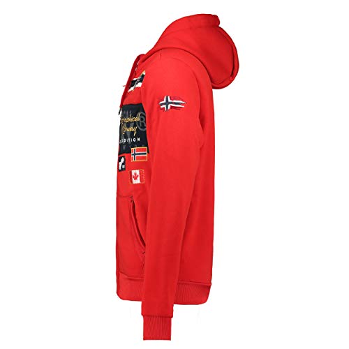 Geographical Norway GARADOCK Men - Sudadera con Cremallera para Hombre - Sudadera Hoodie De Algodón para Hombre - Sudadera con Capucha De Manga Larga - Sudadera Sport Casual Regulier Rojo S