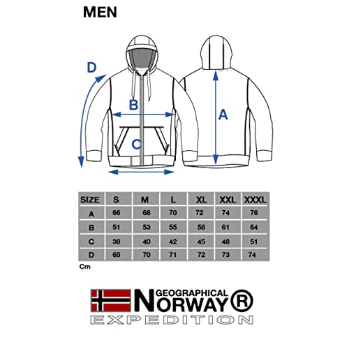 Geographical Norway GARADOCK Men - Sudadera con Cremallera para Hombre - Sudadera Hoodie De Algodón para Hombre - Sudadera con Capucha De Manga Larga - Sudadera Sport Casual Regulier Rojo S