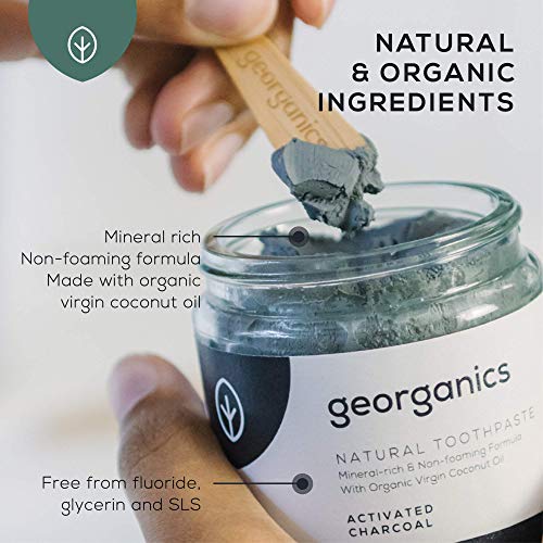 georganics Remineralizante Natural Aceite Coco Orgánico Pasta de dientes 60 ml - Activado Blanqueamiento Carbón