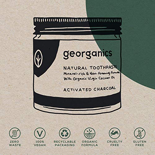 georganics Remineralizante Natural Aceite Coco Orgánico Pasta de dientes 60 ml - Activado Blanqueamiento Carbón