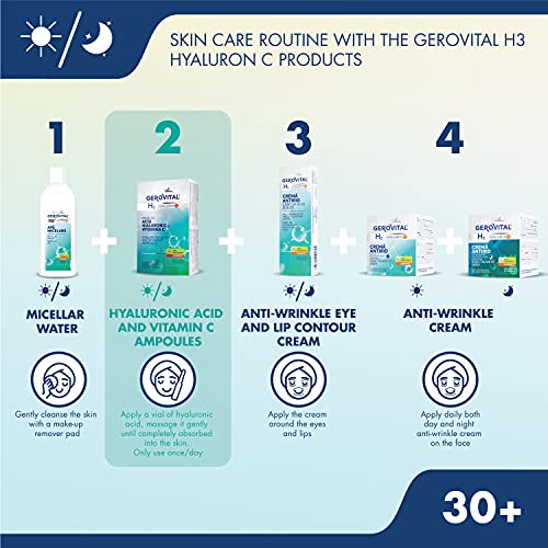 Gerovital H3 Hyaluron C, AMPOLLAS DE ÁCIDO HIALURÓNICO Y VITAMINA C, Tipo de piel: Seca Mixta Normal, 10 fiale x 2 ml