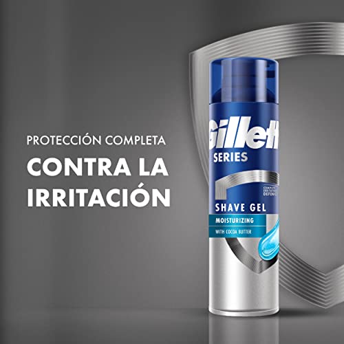 Gillette Series Gel De Afeitar Hidratante Con Manteca De Cacao Para Maquinilla De Afeitar Para Hombre, Protección ante La Irritación, Ayuda A Proteger Contra Cortes, Ardor, Escozor Y Tirantez, 200ml