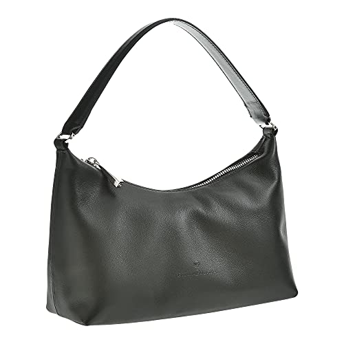 GIULIO GUERRA Chloe - Bolso de mano de piel auténtica, Negro , 24,5 x 7,5 x 10