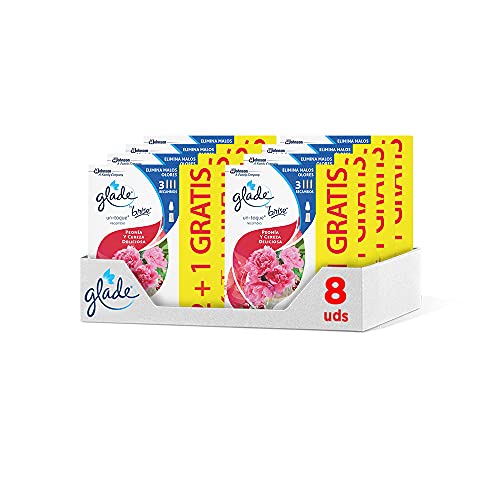 Glade Un Toque by Pack de 8 Uds de Recambios Fragancia Peonia. Elimina los Malos olores, hasta 10 Veces más frescor - 24 Recambios de 11ml