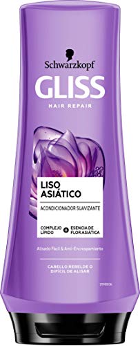 Gliss - Acondicionador para pelo rebelde o difícil de alisar - Liso Asiático – 6uds de 200ml (1.200ml) – Gama alisado fácil