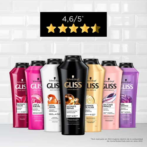 Gliss - Champú para pelo largo con raíces grasas - Long&Sublime - 6uds de 370ml (2.220ml) - Gama protectora