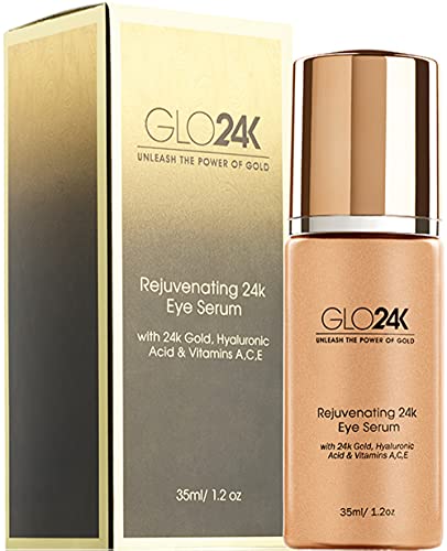 GLO24K Eye Serum con 24k de oro, fórmula antienvejecimiento con vitaminas y ácido hialurónico