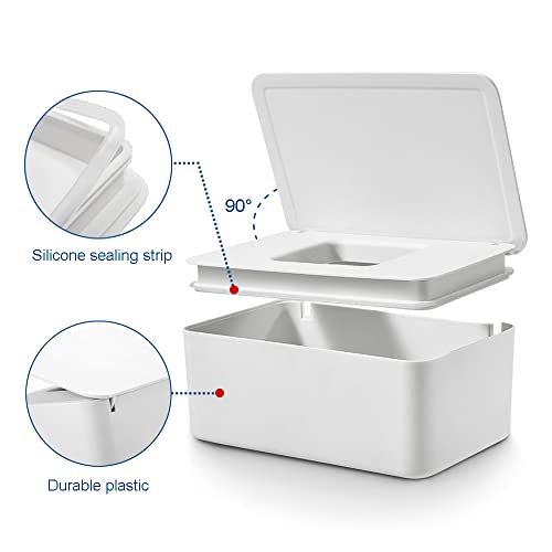 GOCUODE Caja para Toallitas Húmedas con Tapa,Caja Almacenamiento de Pañuelos,Dispensador Toallitas para Hogar Coche Oficina (Blanco)