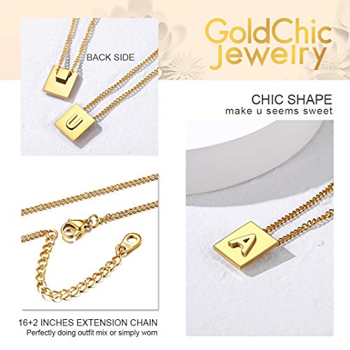 GoldChic Charm Necklace for Women - Letra Alfabeto K con Cadena Ajustable 16 Pulgadas - Acero Inoxidable con baño de 18K Oro - Gratis Caja de Regalo