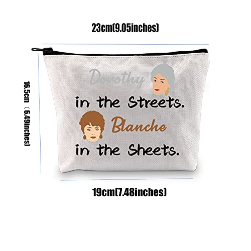 Golden Girls Bolsa de cosméticos Golden Girls Fans Regalo Dorothy in The Streets Blanche in The Sheets Bolsa de maquillaje con cremallera The Golden Girl Merchandise Travel Case, beige, Bolsa de aseo