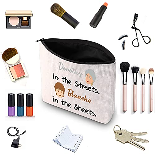 Golden Girls Bolsa de cosméticos Golden Girls Fans Regalo Dorothy in The Streets Blanche in The Sheets Bolsa de maquillaje con cremallera The Golden Girl Merchandise Travel Case, beige, Bolsa de aseo