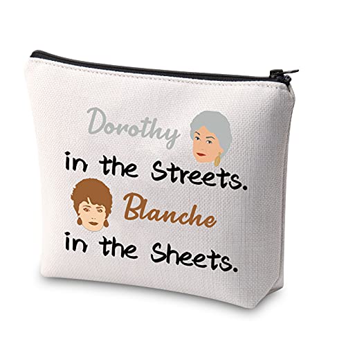 Golden Girls Bolsa de cosméticos Golden Girls Fans Regalo Dorothy in The Streets Blanche in The Sheets Bolsa de maquillaje con cremallera The Golden Girl Merchandise Travel Case, beige, Bolsa de aseo