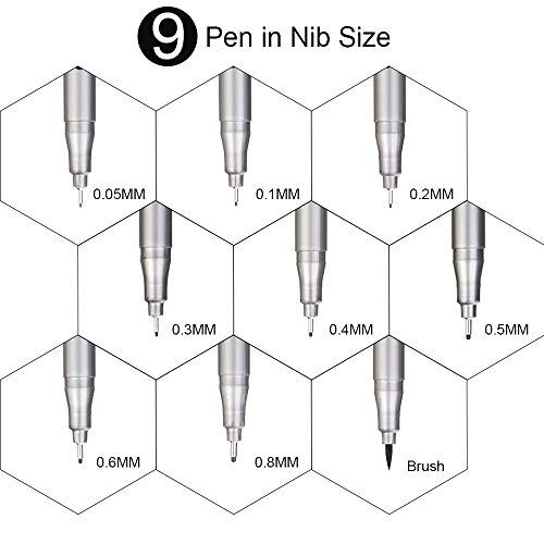 GOLDGE 12psc Plumas de Línea Fina Para Ilustración Artística Dibujo Técnico Documentos, Plumas de Dibujo Técnico para Manga Bocetar