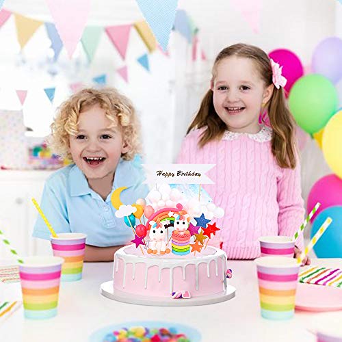 GOLDGE 25pz Decoracion Tarta Unicornio para Niños, Toppers para Tartas Happy Birthday Globos Arcoiris Estrella Cake Fiesta de La Fiesta para Cumpleaños Boda