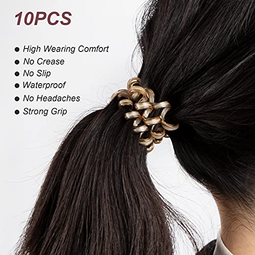 Gomas del Pelo, 10pcs Cintas para el Cabello en Espiral, Cinta Elástica de Pelo Coletero Cable de Teléfono, Anillo de Cabello Sin Rastro para Mujeres Niñas (Colores Variados)