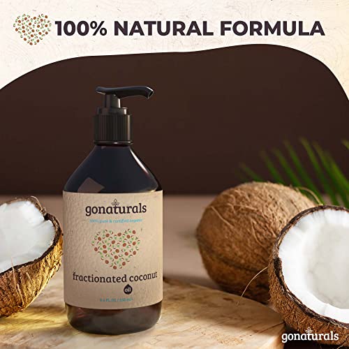 GoNaturals Aceite de Coco Fraccionado 100% Puro - Aceite Coco Fraccionado Natural, Suaviza y Calma la Piel Seca - Aceite de Coco Organico para Cara y Pelo - Aceite de Coco Masaje Corporal, 250ml