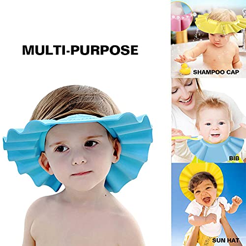 Gorro de Ducha para Bebé,3 gorro de ducha de bebé,Gorra de Ducha de bebé,Sombrero de champú de baño Ajustable,Evite que el Agua Fluya a Ojos y de la Cara